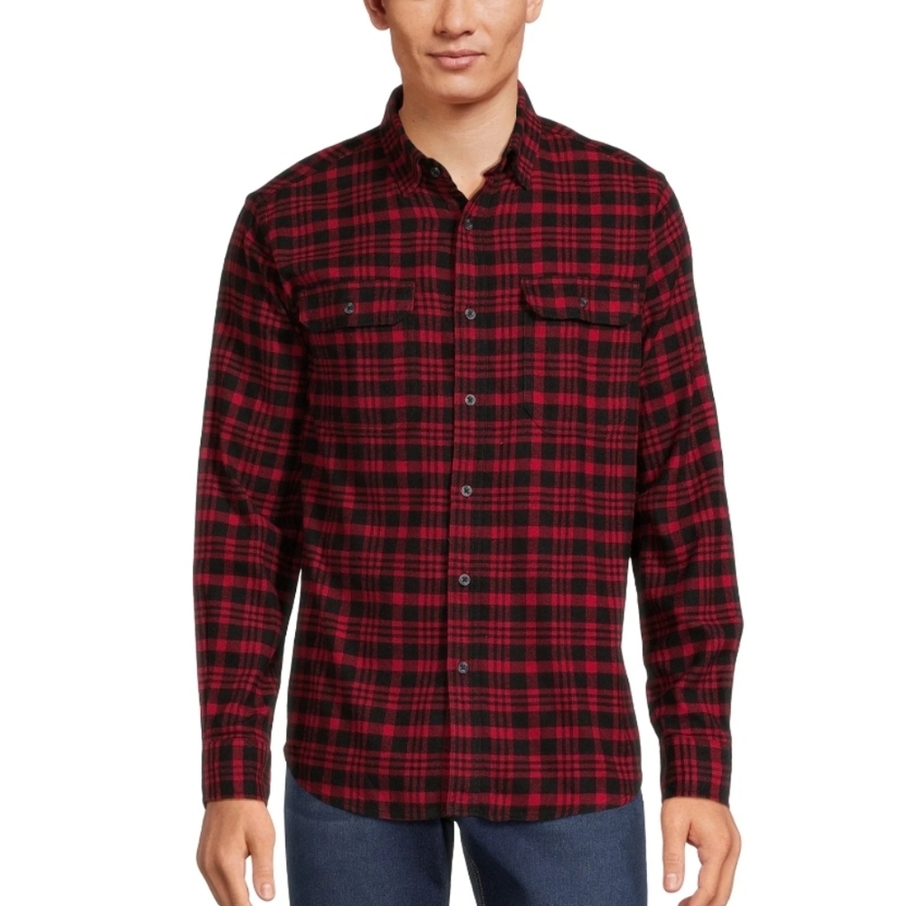 George Long Sleeve Red Black Flannel Button Down Top Size M (38-40)